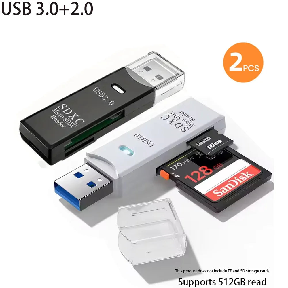 2 IN 1 USB 3.0 /USB 2.0 Card Reader SD TF Card Memory Card Reader High Speed Smart Card reader Adapter For PC Laptop Accessories