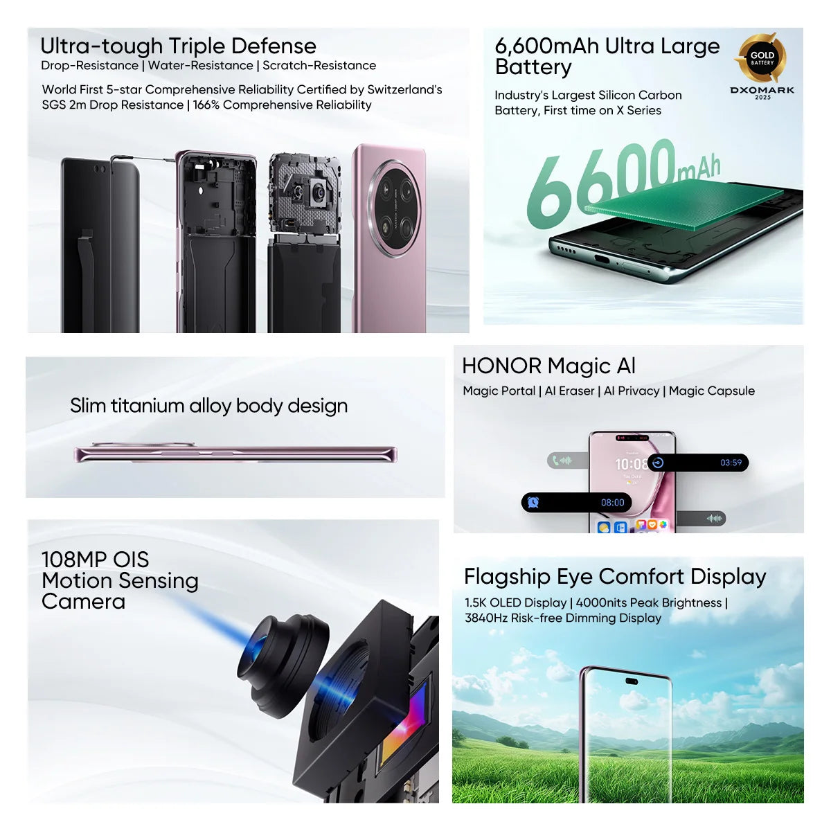 Global Version HONOR X9c 5G Smartphone 6.78" Anti-drop 120Hz Curved Screen 108MP Triple Cameras 6600mAh Battery 66W Wired Charge