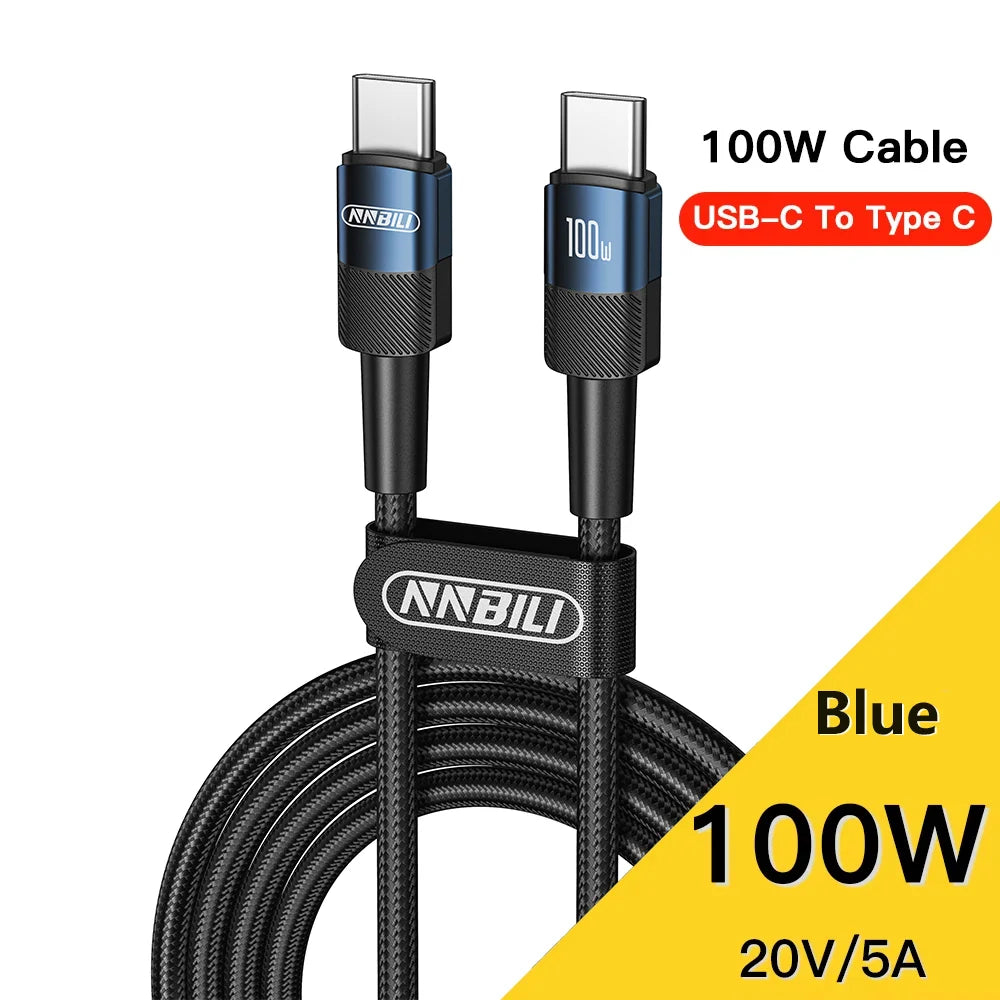 Toocki 100W Type C to USB C Cable PD 3.0 Quick Charge 4.0 Fast Charging Type C to Type C for iPhone 15 Macbook Samsung Xiaomi