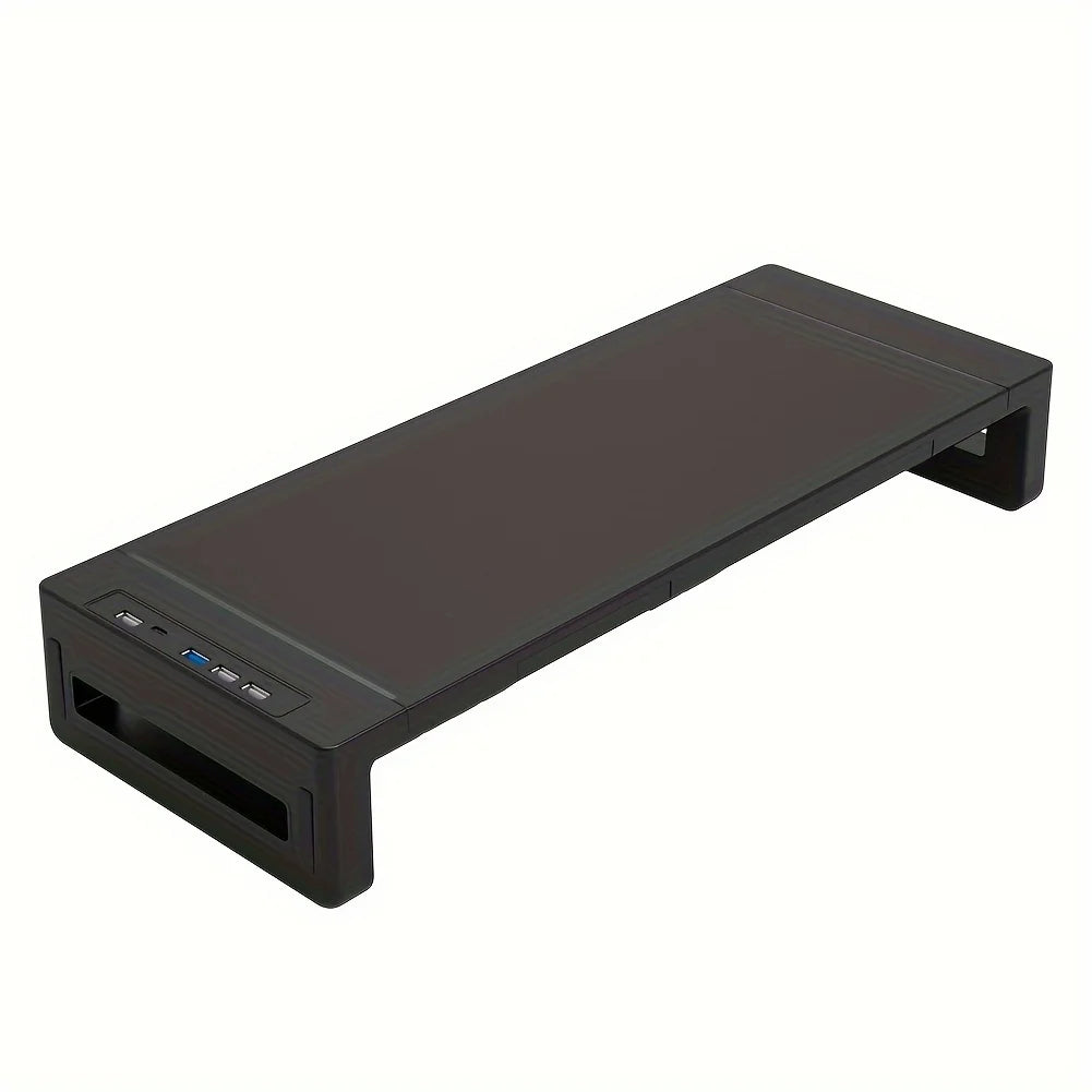 Computer Monitor Stands Foldable with USB3.0 Port Keyboard Mouse Storage Shelf and Drawer Monitor Holder