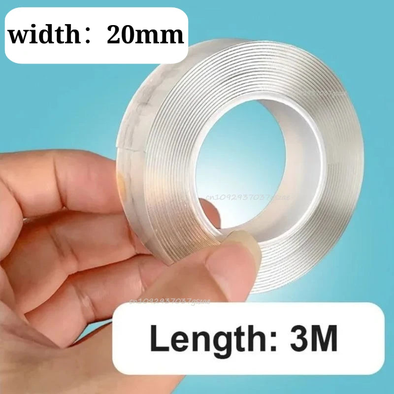 SEAMETAL Super Strong Double Sided Adhesive Tape Washable Reusable Transparent Double Tape No Trace Sticker for Car Home Office