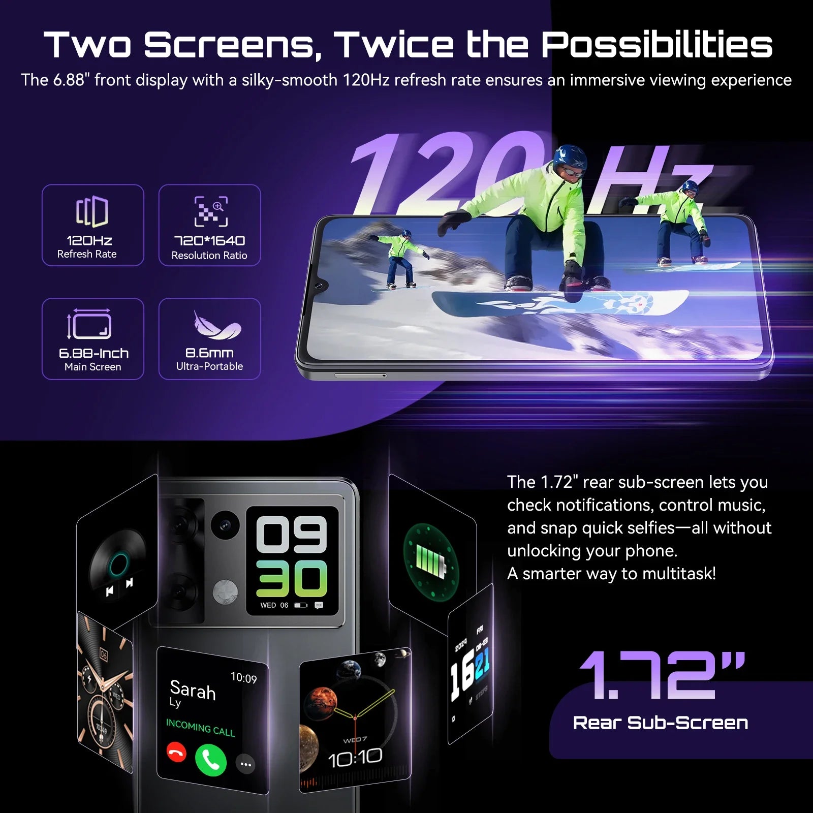 Cubot P90 Smartphone Android G100 Octa-core 2.2GHz Dual Speakers 24GB+256GB Mobile Phone 6.88" 120Hz 64MP 5100mAh Cellphone NFC