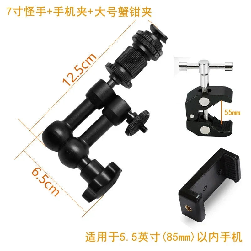 7/11/20 Inch Metal Articulating Magic Arm Super Clamp Holder Stand for DSLR Camera Monitor Phone Studio Photography Accessories