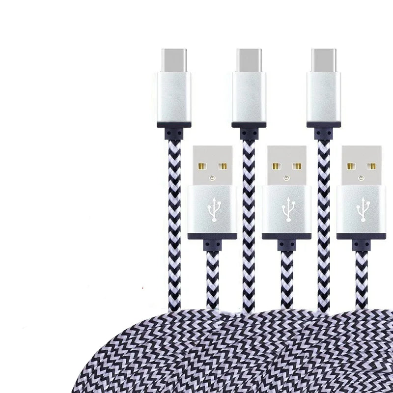 2.4A  USB Type C Cable Fast Charging Battery Charger Wire Woven Nylon Data Cable Mobile Phone Charger For Samsung Huawei  USB C